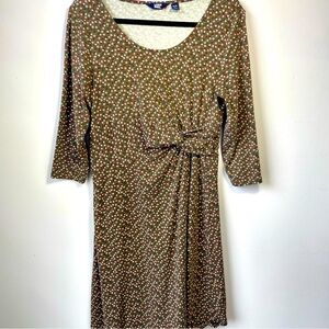 Lands’ End Ditsy Floral Knot-Twist Front Midi Stretch Dress Cottagecore Petite